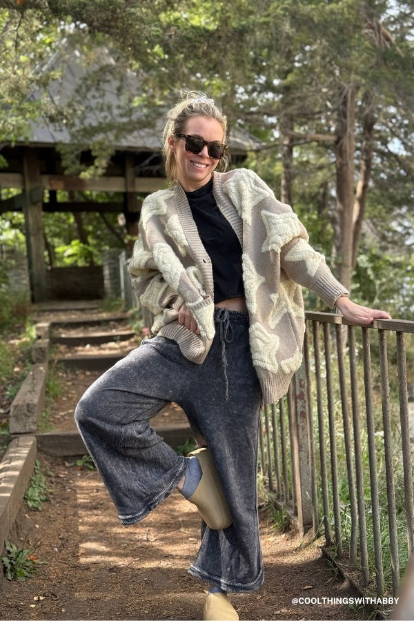 Wrapped In Stars Oversized Cardigan - Taupe