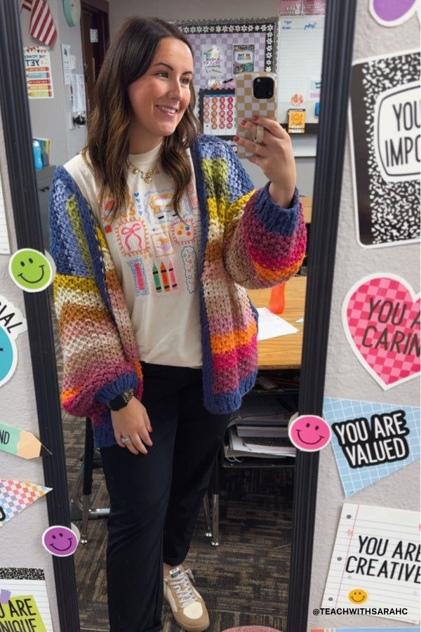Wrapped up in Color Knit Cardigan - Rainbow