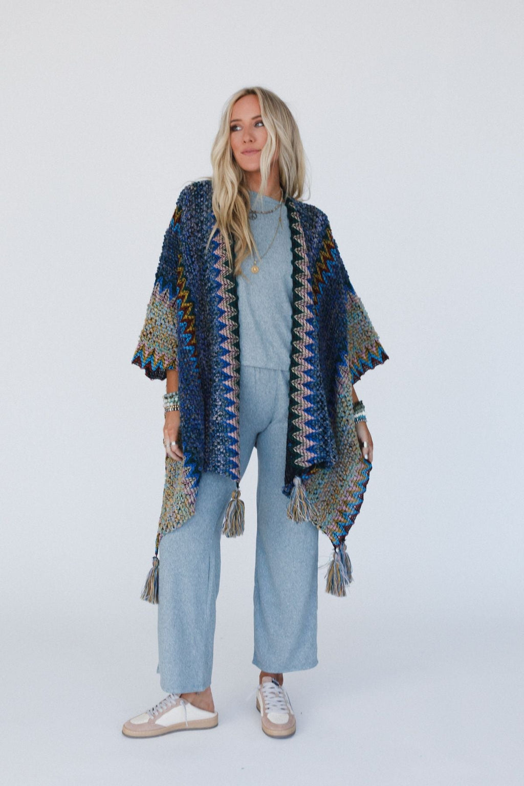 Desert Dreams Crochet Ruana - Cobalt