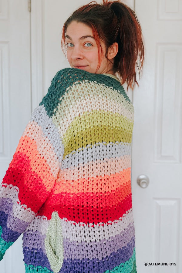 Wrapped up in Color Knit Cardigan - Green Multi
