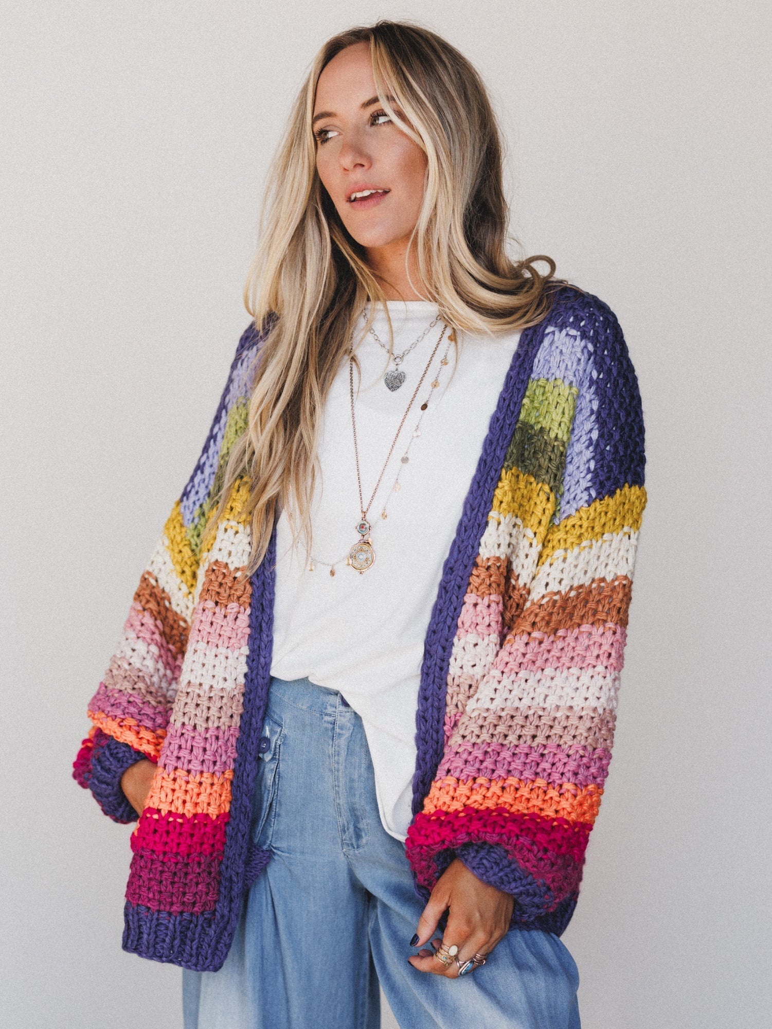 Wrapped up in Color Knit Cardigan - Rainbow