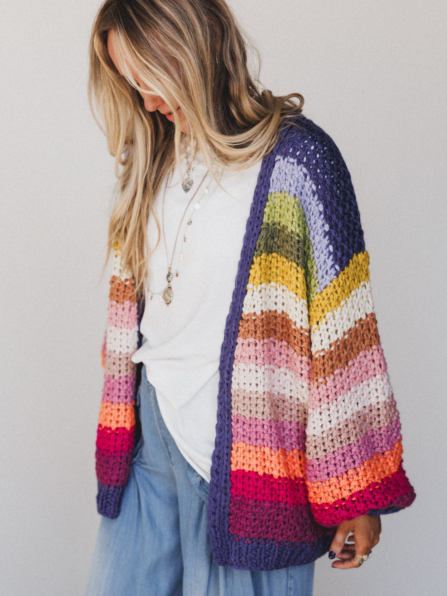 Wrapped up in Color Knit Cardigan - Rainbow