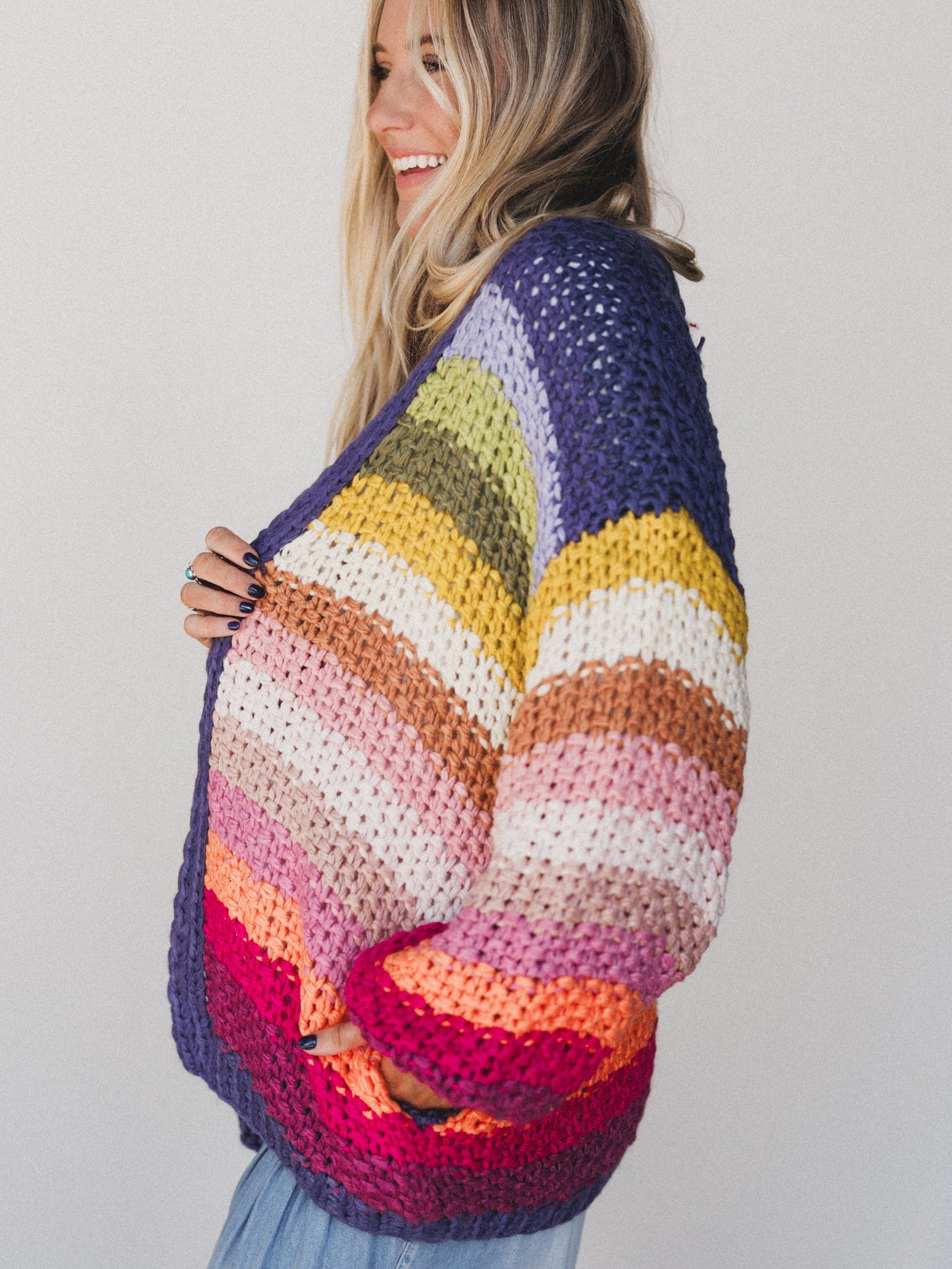 Wrapped up in Color Knit Cardigan - Rainbow