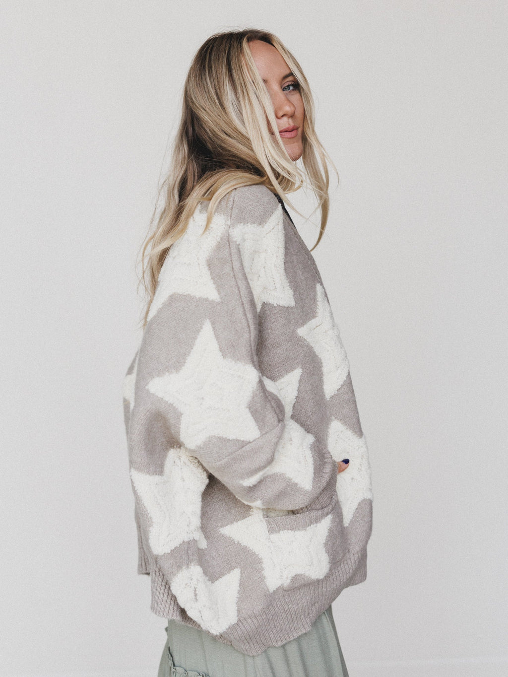 Wrapped In Stars Oversized Cardigan - Taupe