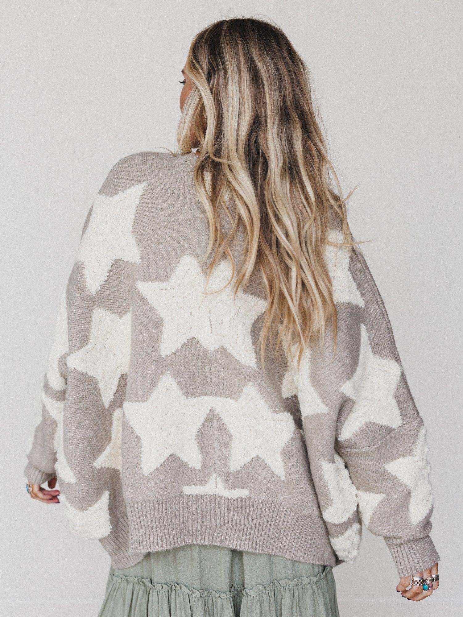 Wrapped In Stars Oversized Cardigan - Taupe
