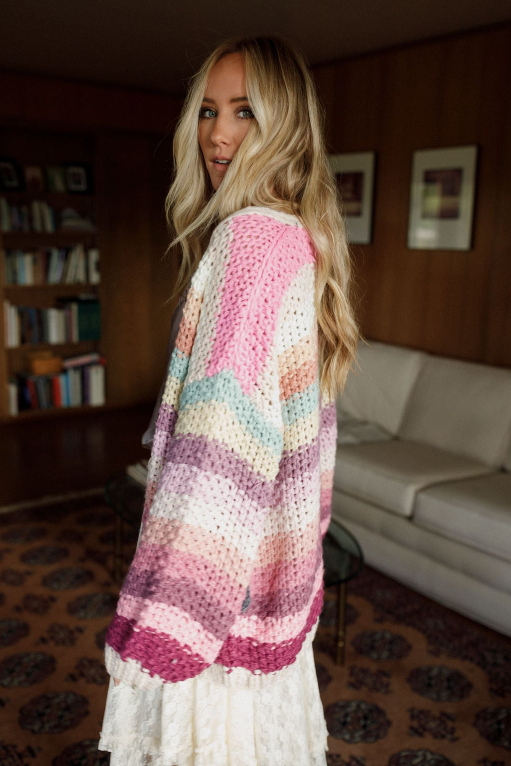 Wrapped up in Color Knit Cardigan - Pink Multi