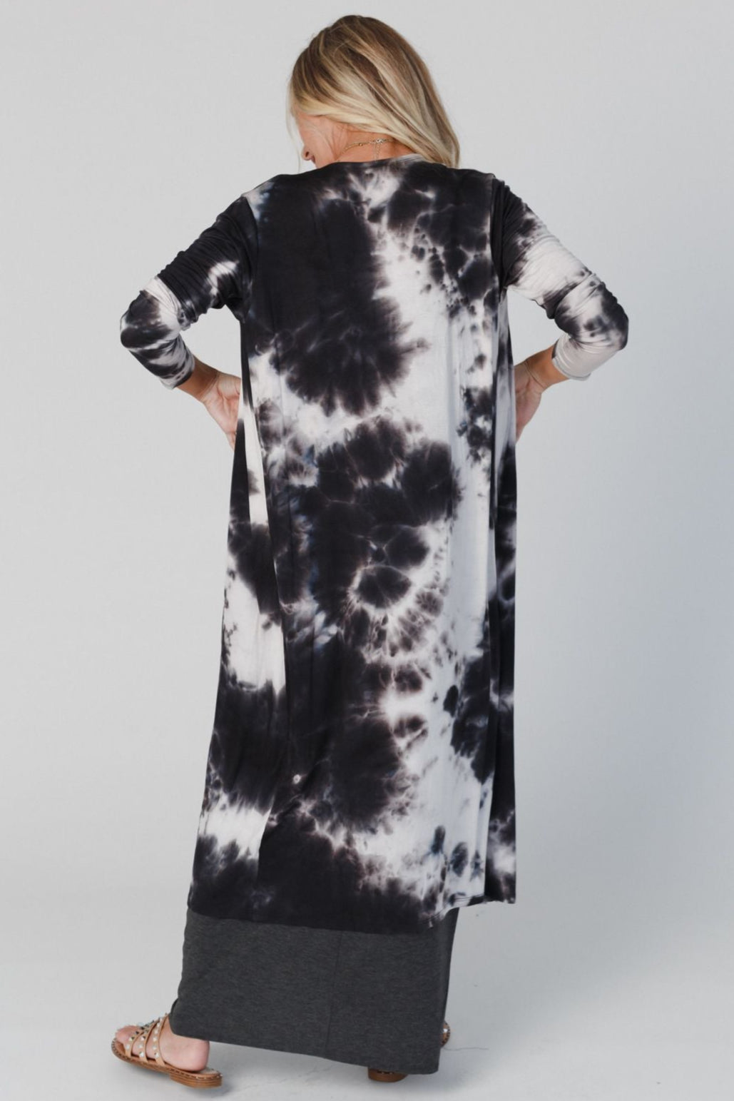 My Go To Duster Cardigan - Black Tie Dye