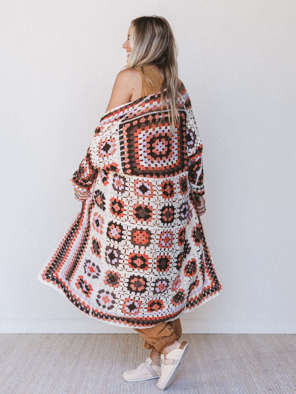 The Nest Soulful Wanderer Crochet Duster - Brown Multi