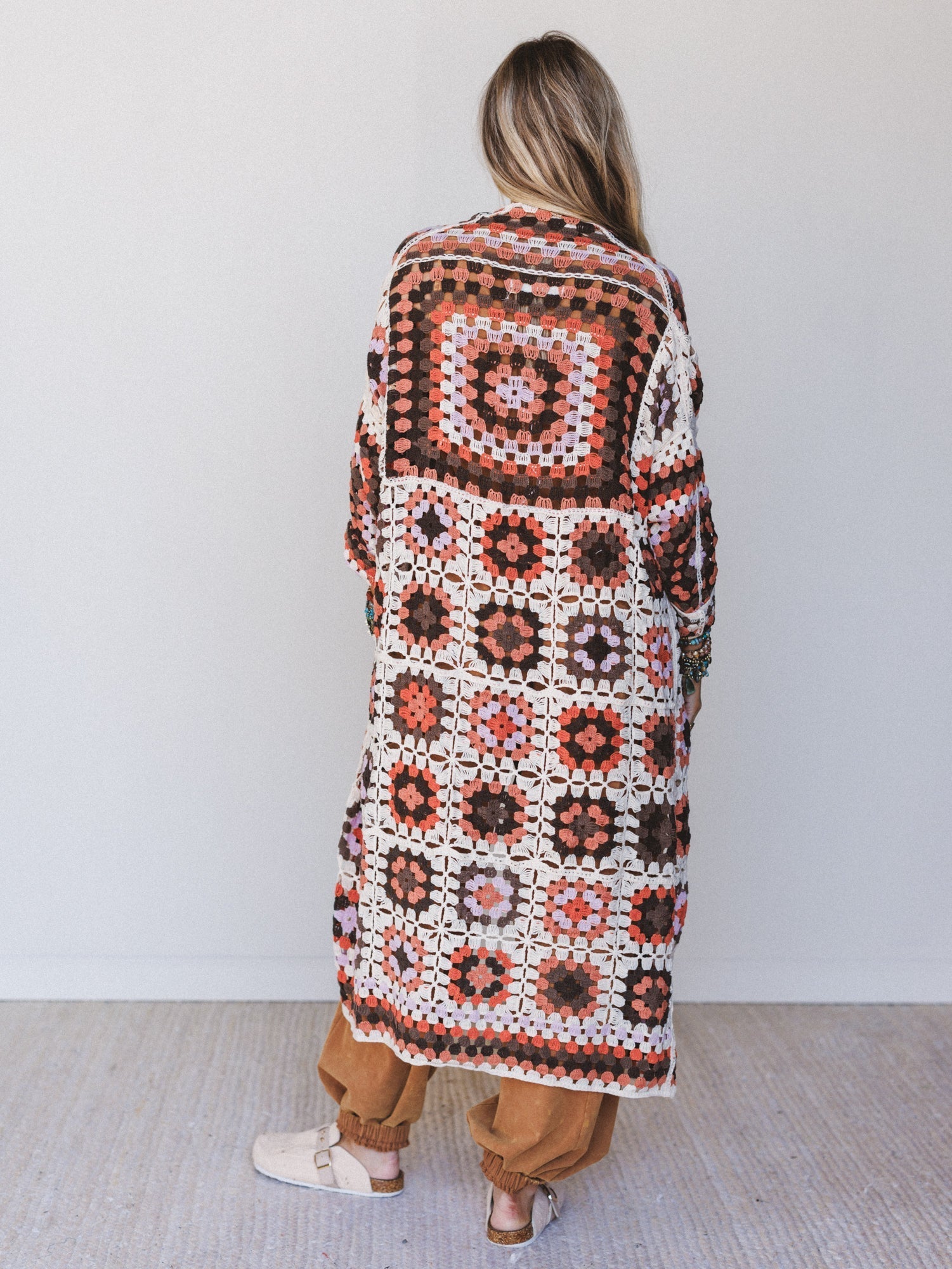 The Nest Soulful Wanderer Crochet Duster - Brown Multi