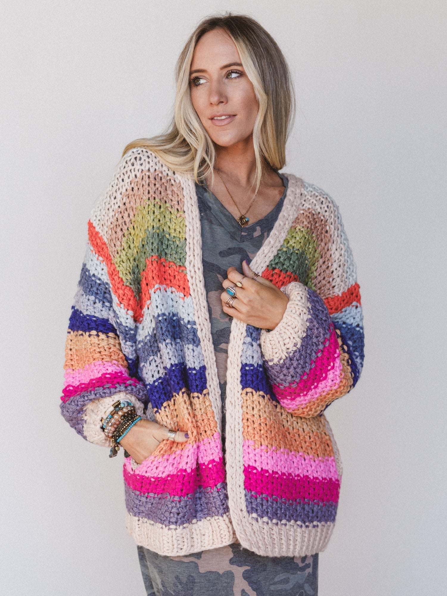 Wrapped up in Color Knit Cardigan - Cream
