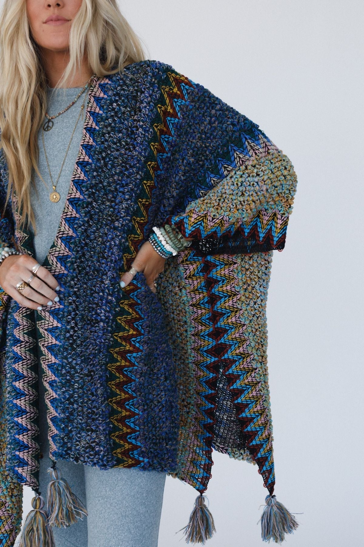 Desert Dreams Crochet Ruana - Cobalt