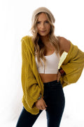 Cozy Hooded Cardigan - Mustard