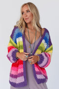 Wrapped up in Color Knit Cardigan - Purple Multi