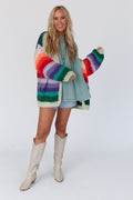 Wrapped up in Color Knit Cardigan - Green Multi
